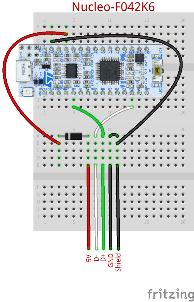 Connecting an STM32 Nucleo board to USB for VCP